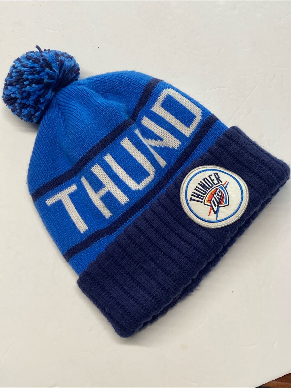 Oklahoma City Thunder Mitchell & Ness Knit Beanie Pom Winter Hat Blue NBA
